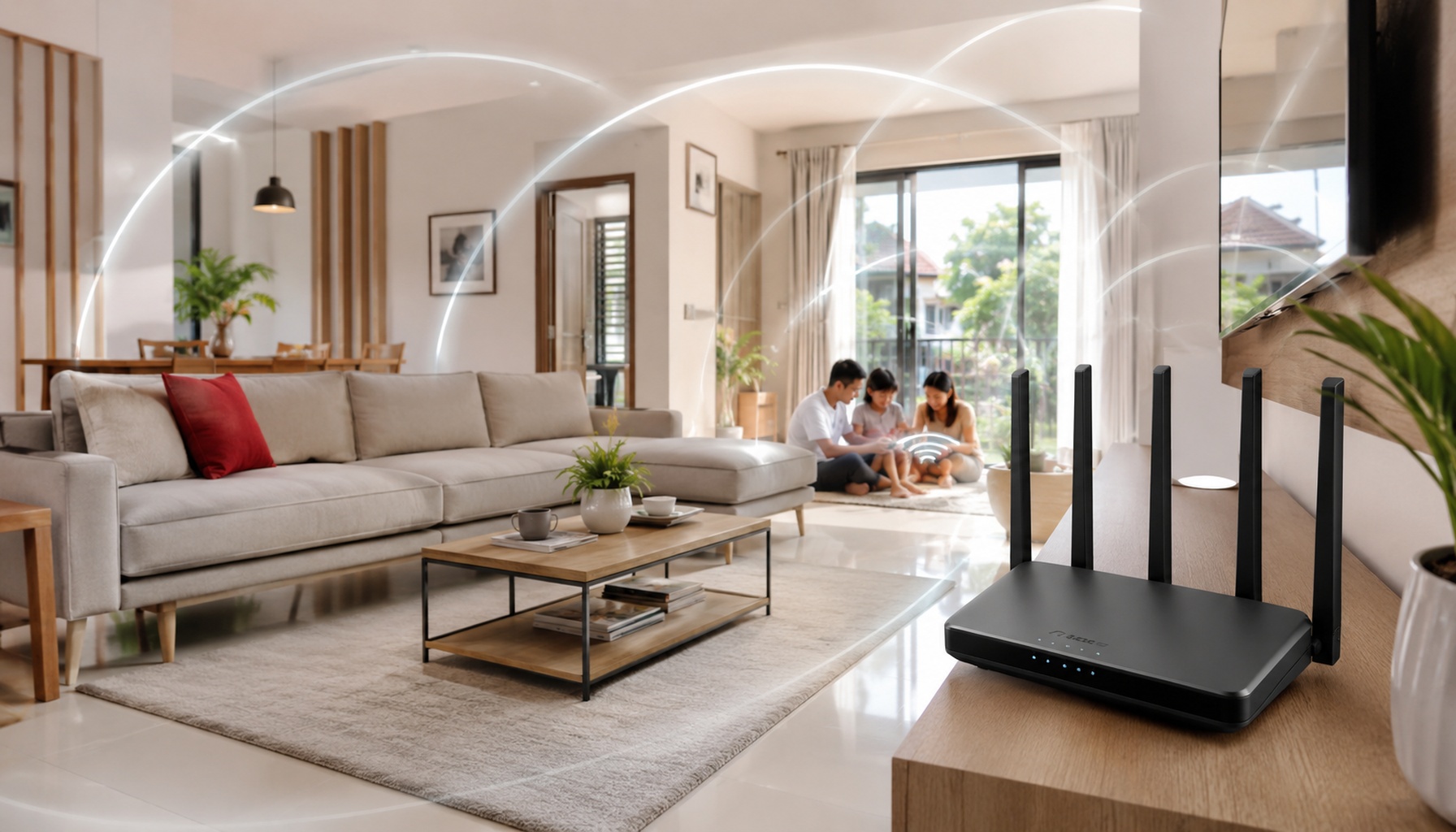 Wi-Fi 6 роутер в домашней гостиной